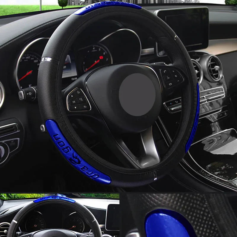 Reflective Faux Leather Car Steering Wheel Cover - China Dragon Design, Elastic Fit, 100% Brand New