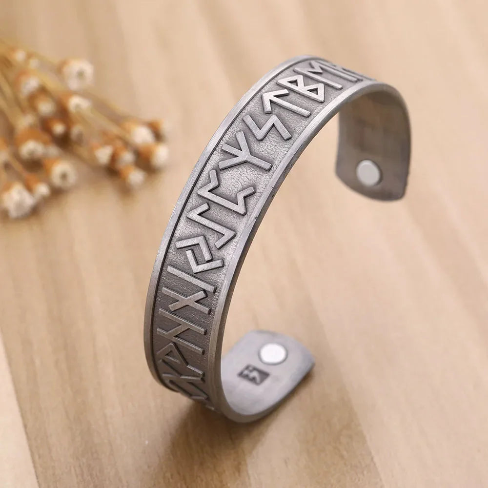 Skyrim Viking Talisman Bracelet – Tree of Life, Luck Knot Runes, Magnetic Cuff Bangle, Adjustable Unisex Jewelry