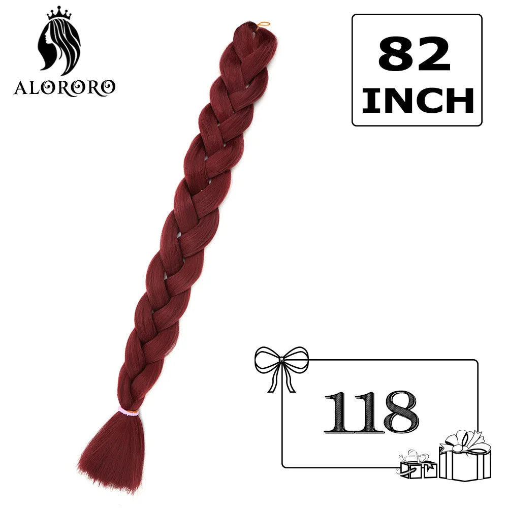 82-Inch Synthetic Braiding Hair Extensions – Jumbo Crochet Box Twist Braids in Green, Red, Pink & Yellow, Pure Color Wholesale