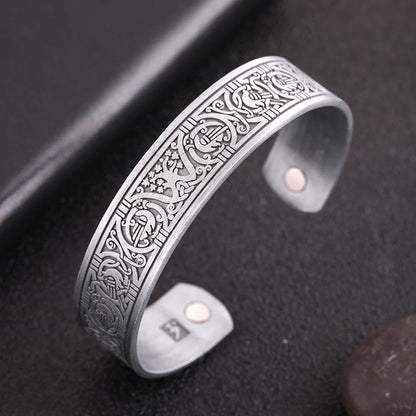 Skyrim Viking Talisman Bracelet – Tree of Life, Luck Knot Runes, Magnetic Cuff Bangle, Adjustable Unisex Jewelry