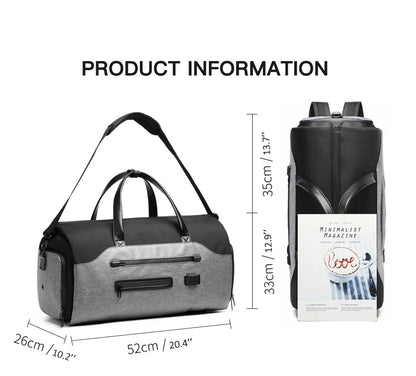 OZUKO Multifunction Men’s Travel Bag – Large Capacity Waterproof Suit Luggage Duffel with Shoe Pocket