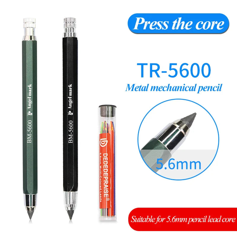 5.6mm Mechanical Pencils & Charcoal Graphite Lead – Soft, Medium & Hard HB to 14B Sketch Drawing Core