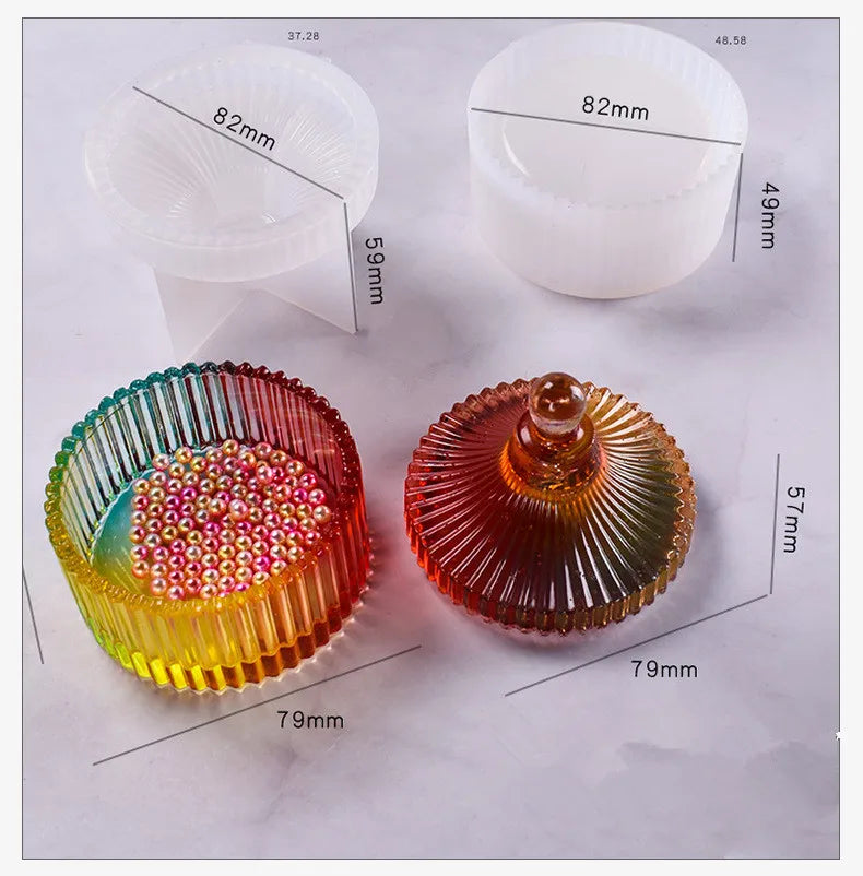 DIY Round Stripe Crystal Epoxy Resin Storage Box Silicone Mold