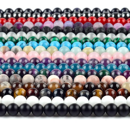 Natural Gemstone Spacer Beads - Tiger Eye, Amazonite, Lava, Turquoise & Agate Loose Beads for DIY Jewelry Bracelets