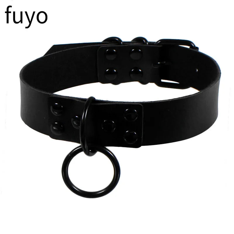 Black Cross Gothic Punk PU Leather Choker – Rock Necklace Jewelry for Women and Men