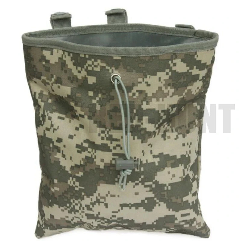 Tactical MOLLE Dump Pouch: Mag Recovery Bag for Magazine Recycling - Hunting Gear Holder with Drawstring Storage Pack