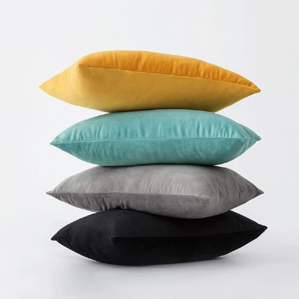 Inyahome Soft Velvet Cushion Cover - Pink Grey Beige Green Decorative Pillowcase For Bedroom Sofa 30x50cm 45x45cm