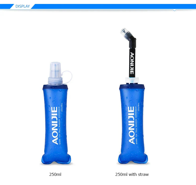 AONIJIE Soft Flask Water Bottle — 250ml/500ml Folding, Collapsible, TPU BPA-Free for Running Hydration Packs, Waist Bags & Vests (SD09/SD10)