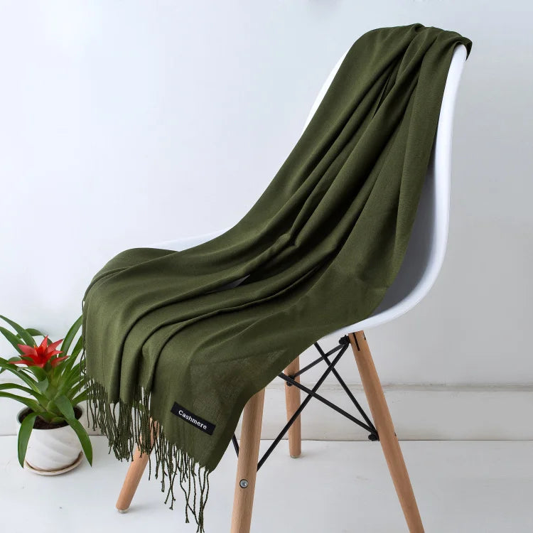 Desgine Solid Cashmere Scarf – Warm Autumn Winter Shawl Wrap with Tassels, Unisex Pashmina for Women and Men 2024