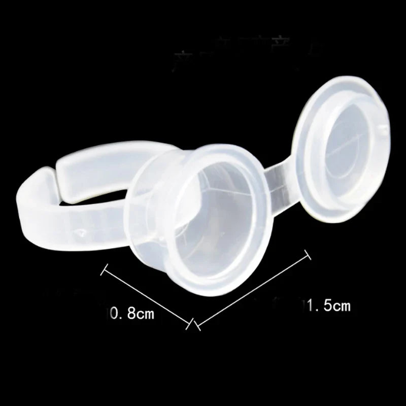 50pcs Disposable Tattoo Ink Ring Cups – Microblading & Permanent Makeup Pigment Caps for Eyebrow & Lip Tattoo Supplies Accessories