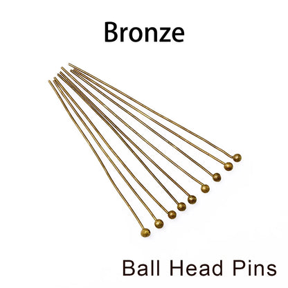 Jewelry Eye Pins & Ball Head Pins - 100/200pcs DIY Findings for Earrings Bracelets Pendants 16-60mm Craft Making Supplies