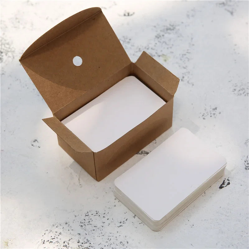 100pcs Kraft Paper Cards – Blank Color Business Cards, Message & Thank You Cards, Writing Labels, Bookmarks & Learning Cards