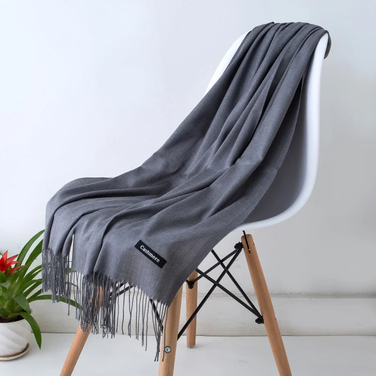 Desgine Solid Cashmere Scarf – Warm Autumn Winter Shawl Wrap with Tassels, Unisex Pashmina for Women and Men 2024