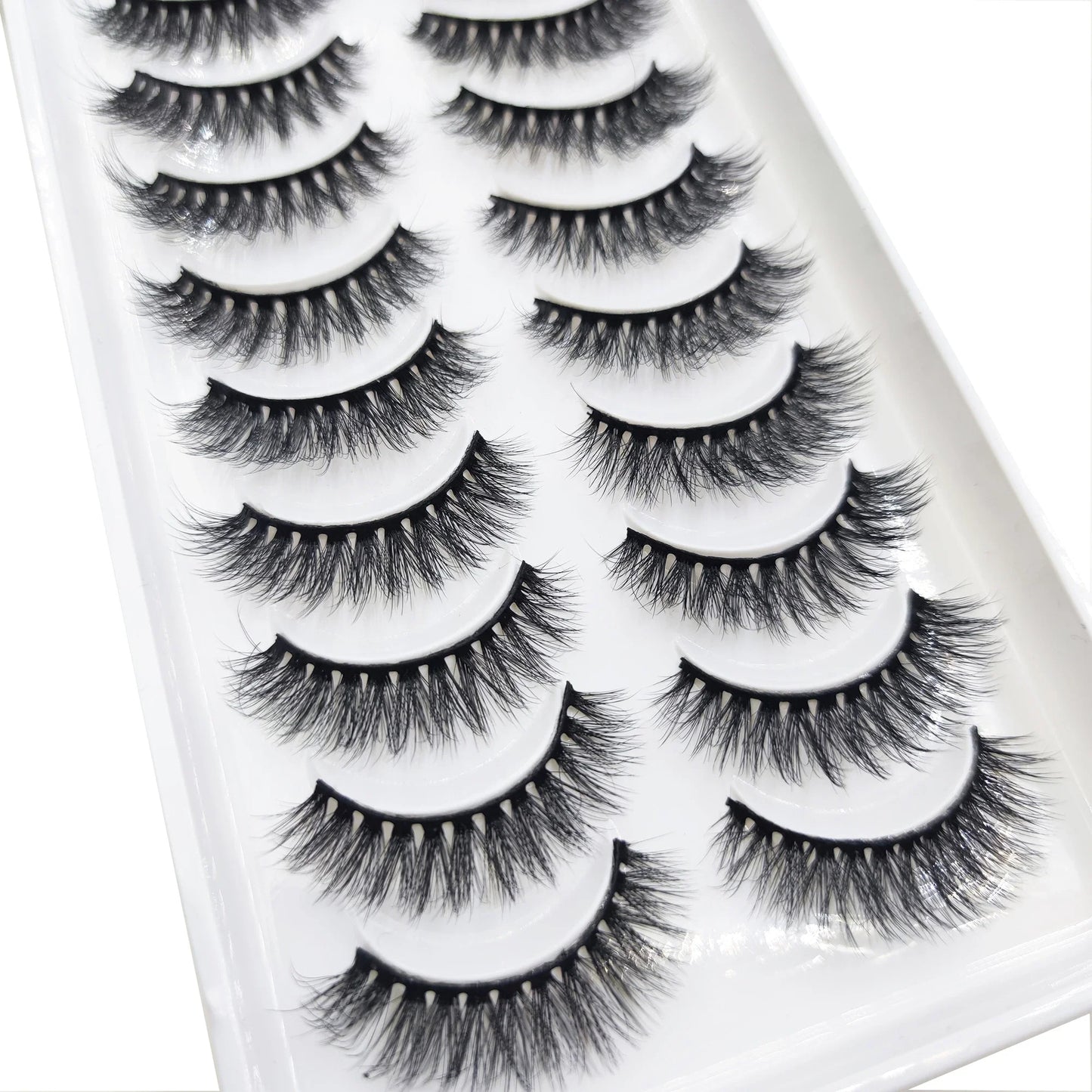 10 Pairs 3D Mink False Eyelashes – Soft Natural Cross Messy Dense Lash Extensions Makeup