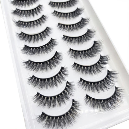10 Pairs 3D Mink False Eyelashes – Soft Natural Cross Messy Dense Lash Extensions Makeup