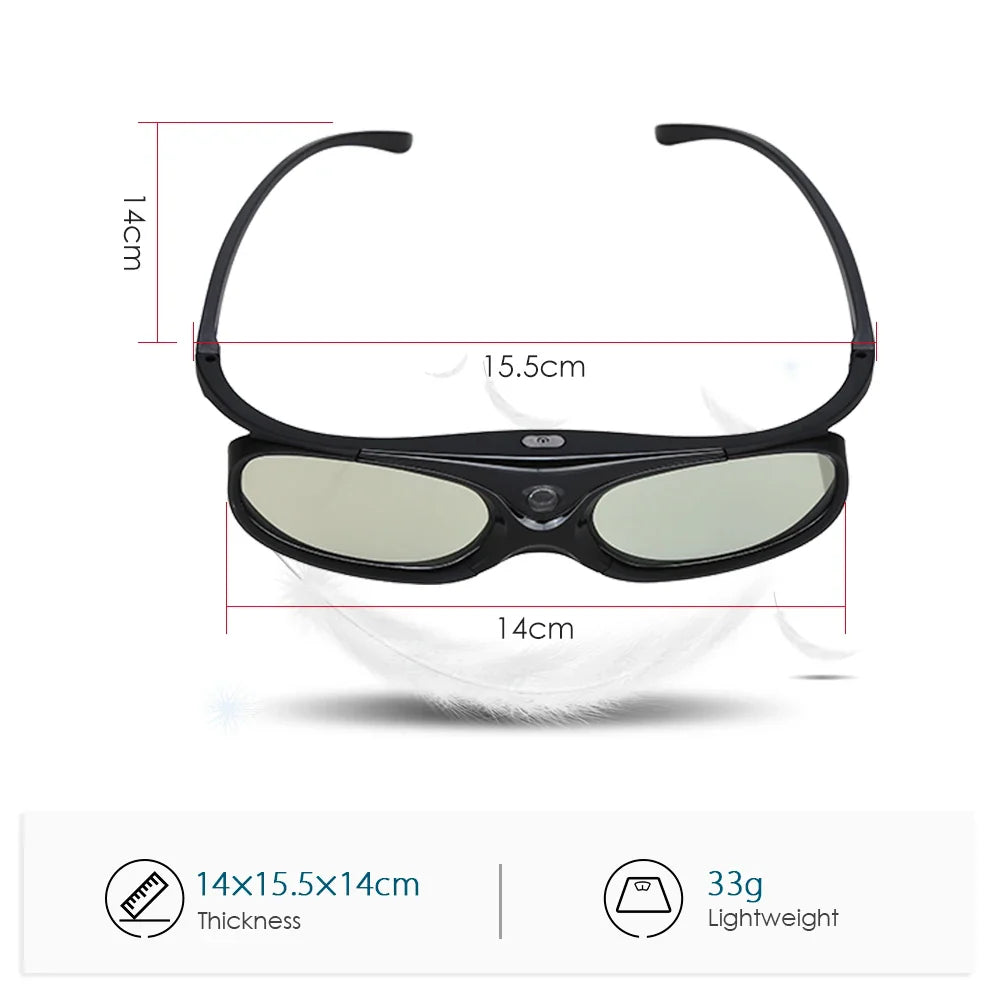 2PCS BOBLOV Active Shutter 3D Glasses – DLP-Link USB Blue, Compatible with BenQ W1070, W700, Dell Projectors