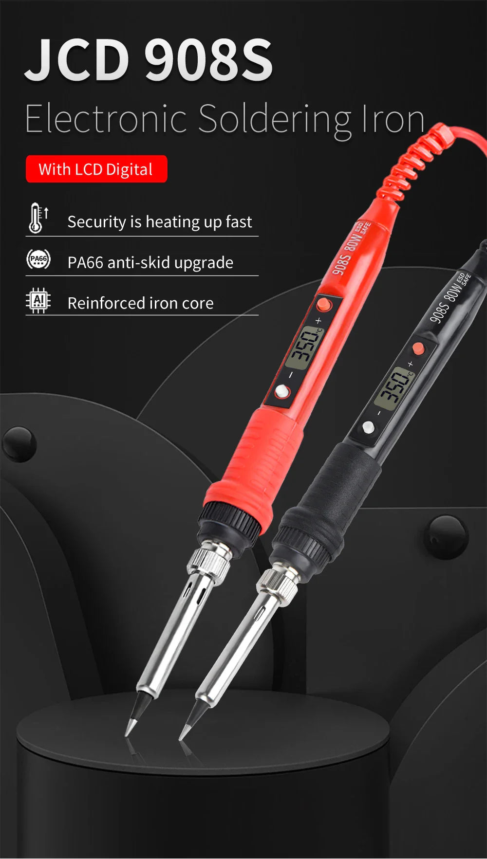 JCD 80W Electric Engraving & Soldering Pen – Wood Burning Pyrography Kit with 28 Craft Tips (908S)