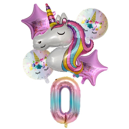 2024 Unicorn-Themed 1st Birthday Party Balloons - Inflatable Helium Foil Balloons for Kids' First Birthday and Baby Showers