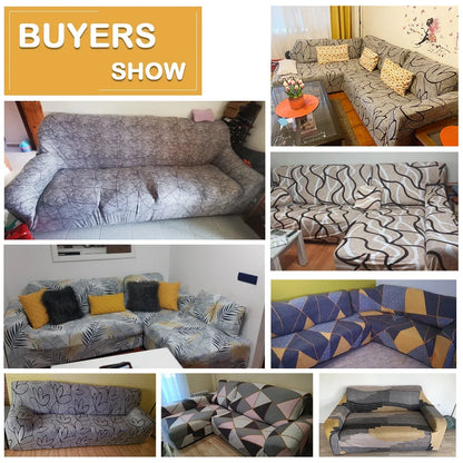 Stretch Sofa Cover - Printed Elastic Slipcover for L-Shaped Corner Couch, Living Room 1/2/3/4 Seat Protector