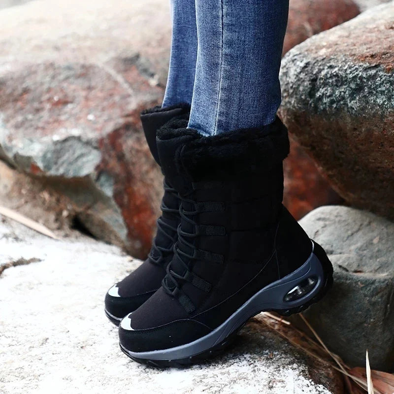 Women’s Waterproof Winter Snow Boots – Warm Plush Fur, Non-Slip Outdoor Platform Ankle Boots