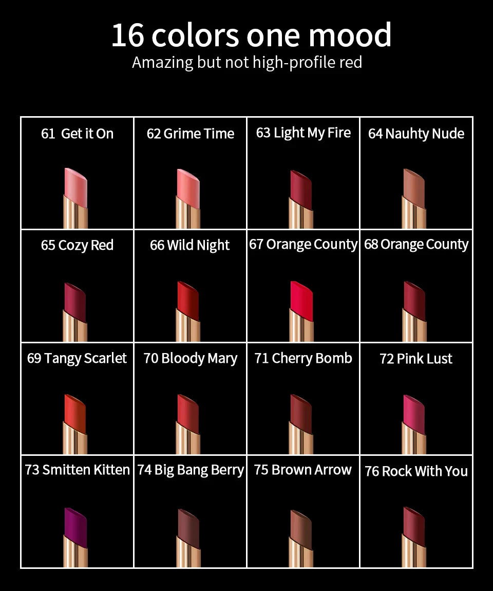 CHARMACY 16 Color Waterproof Velvet Lipstick – Long-Lasting Matte Lip Makeup, Easy to Wear