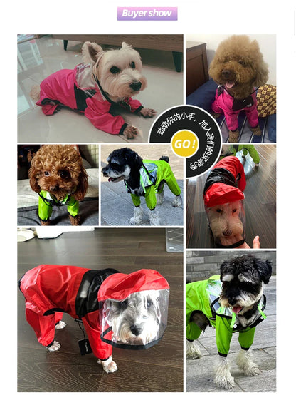 Waterproof Dog Raincoat – Dog Face Jumpsuit, Water-Resistant Jacket for Dogs, Pet Coat for All Weather