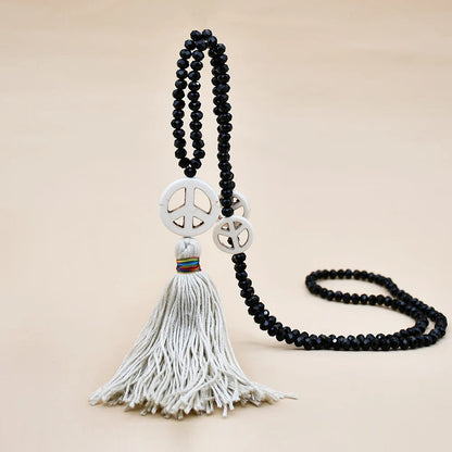 Wooden Bead Tassel Long Necklace - Bohemian Summer Beach Sweater Chain for Women | Mother's Day Gift