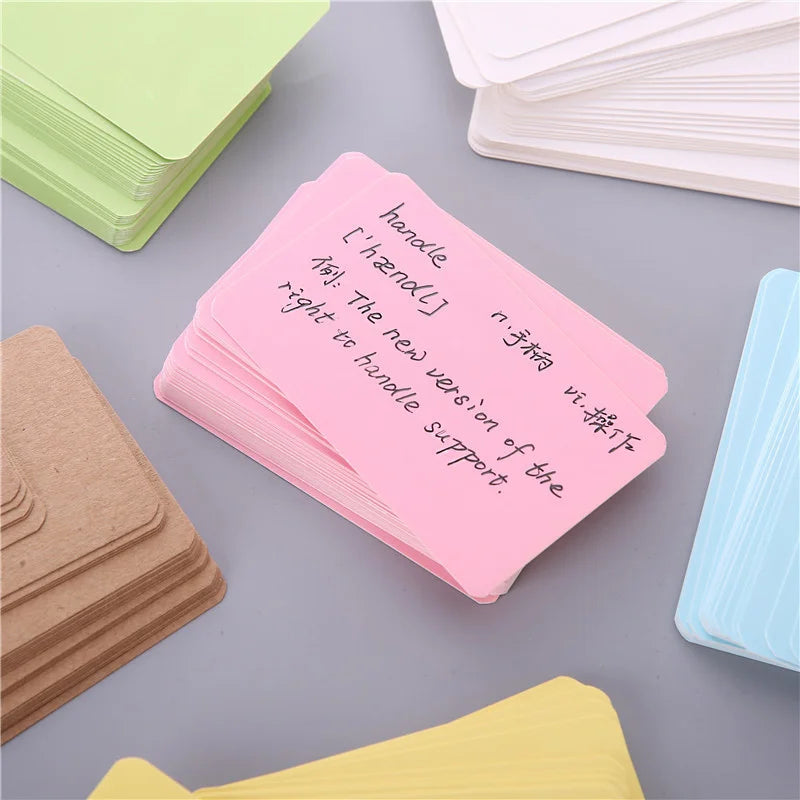100pcs Kraft Paper Cards – Blank Color Business Cards, Message & Thank You Cards, Writing Labels, Bookmarks & Learning Cards