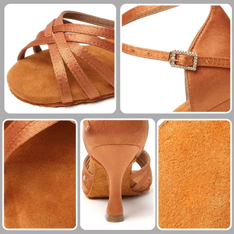 Women’s Latin Dance Shoes - Suede Sole Ballroom Tango Cuban Heel High Heel Party Shoes