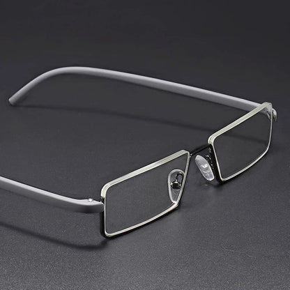 May Flower Anti-Blue Light Reading Glasses – Men’s Half-Frame TR90 Prescription Eyewear +1.75 with Case