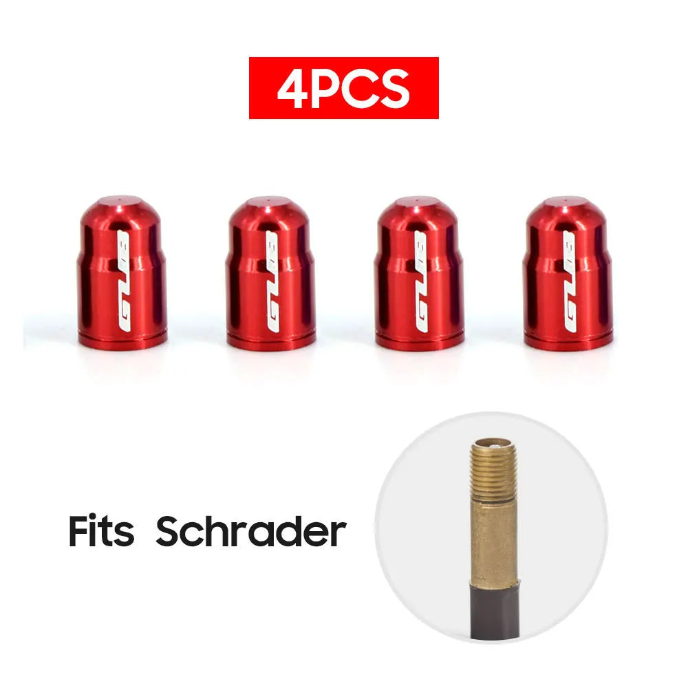 4pcs Aluminum Bike Tire Valve Caps – Ultralight MTB Road Mountain Schrader/Presta Tyre Protectors