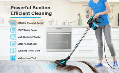 INSE I5 Corded Vacuum Cleaner – 18Kpa Suction, 600W Motor, Stick & Handheld for Home, Pet Hair, and Hard Floors