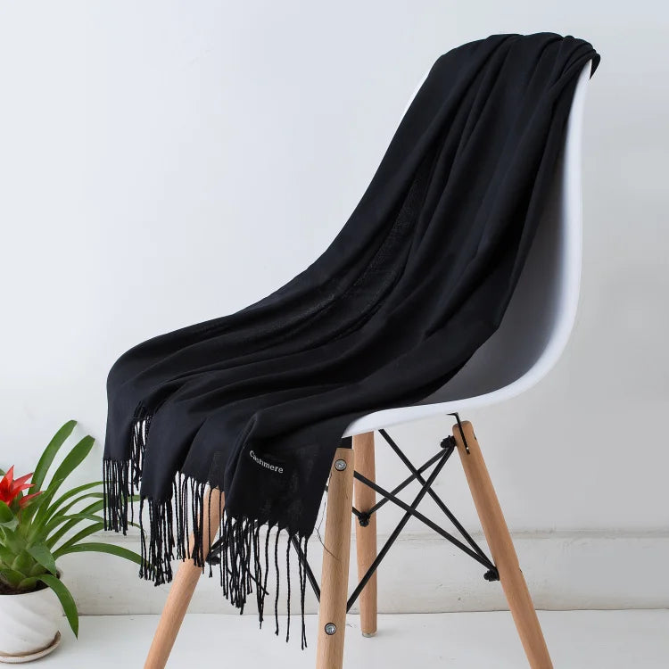 Desgine Solid Cashmere Scarf – Warm Autumn Winter Shawl Wrap with Tassels, Unisex Pashmina for Women and Men 2024