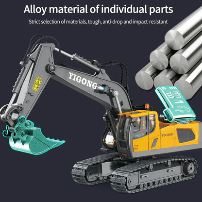 2.4G RC Excavator & Dump Truck Toy – Alloy & Plastic Construction Vehicle Model for Kids