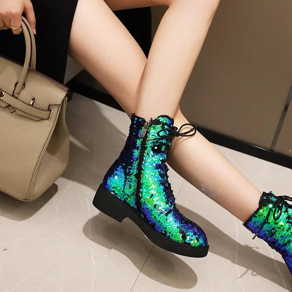 Women’s Color-Changing Sequin Boots - Magical Multi-Color Autumn & Winter Fashion Shoes