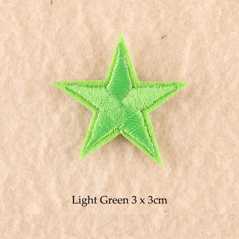 Stars Embroidered Iron-On Patches – Gold, Silver & Colorful Appliqué Stickers for Clothing, Jackets, Bags & DIY Craft Decoration