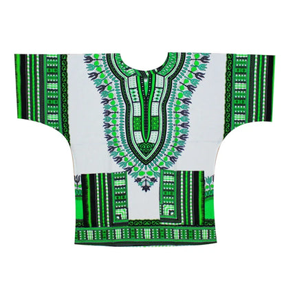African Dashiki Cotton T-Shirt - Traditional Printed Unisex Fashion Top with Vibrant Ethnic Style Design