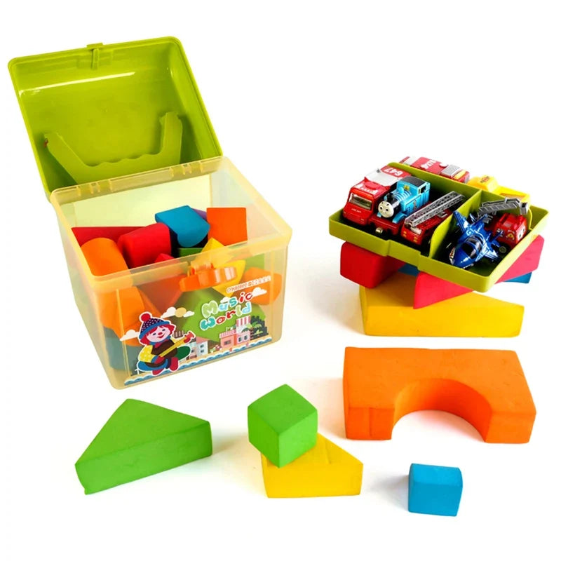 Cute Cartoon Kids Storage Box - Double Layer Portable Plastic Organizer for Toys, Crayons, Snacks & Building Blocks