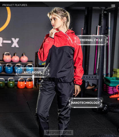 Unisex Sauna Suit — Women's & Men's Gym Clothing Set with Pullover Hoodie for Running, Fitness, Weight Loss & Sweating