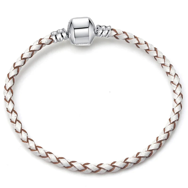 BAOPON 9-Color Leather Charm Bracelet - DIY Chain Jewelry Gift for Women & Girls