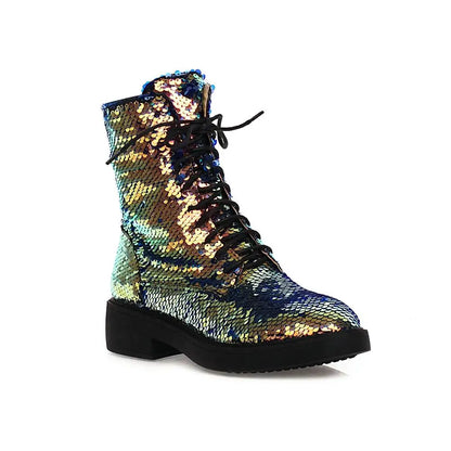 Women’s Color-Changing Sequin Boots - Magical Multi-Color Autumn & Winter Fashion Shoes