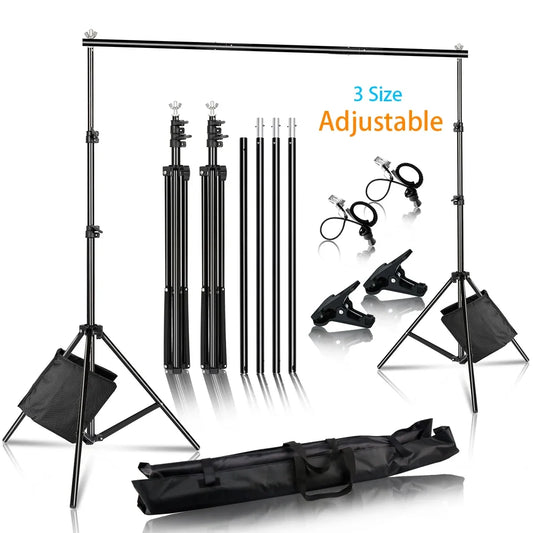 Photography Backdrop Stand Kit - Adjustable Photo Studio Background Support System with Carry Bag for Green Screen & Backdrops