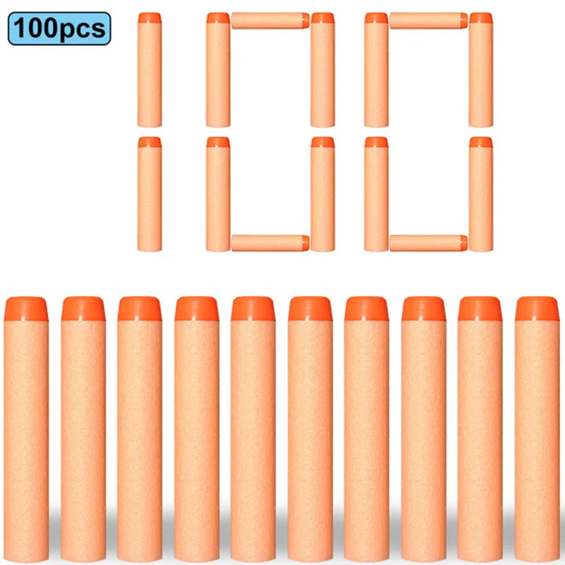 100pcs 7.2cm Soft Nerf Darts - Round Head Refill Sponge Bullets for NERF N-Strike Blasters, Kids Toy Gun Ammo
