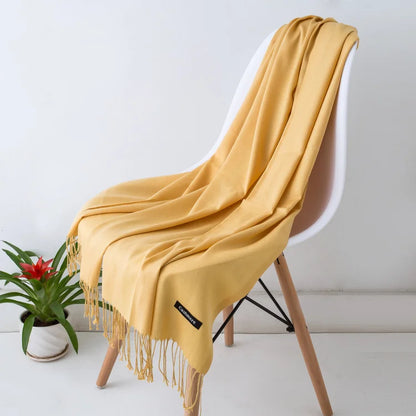 Desgine Solid Cashmere Scarf – Warm Autumn Winter Shawl Wrap with Tassels, Unisex Pashmina for Women and Men 2024