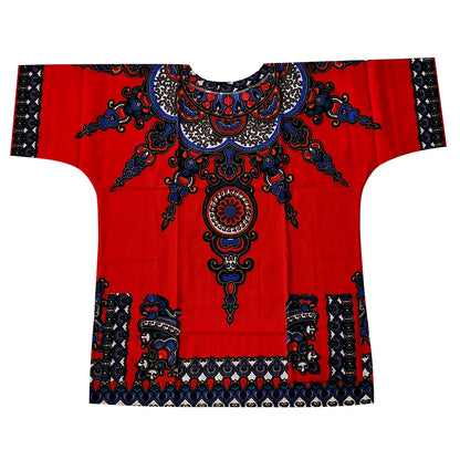 African Dashiki Cotton T-Shirt - Traditional Printed Unisex Fashion Top with Vibrant Ethnic Style Design