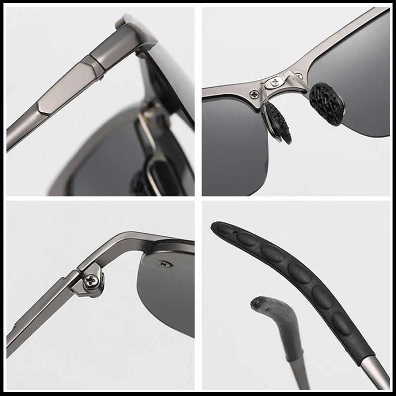 Enhanced Vision: FUQIAN Vintage Metal Polarized Sunglasses - Photochromic Lens, Ideal for Men and Women, Night Driving Sun Glasses