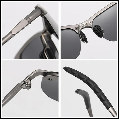 Enhanced Vision: FUQIAN Vintage Metal Polarized Sunglasses - Photochromic Lens, Ideal for Men and Women, Night Driving Sun Glasses