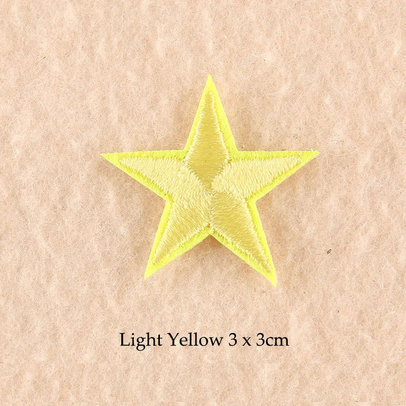 Stars Embroidered Iron-On Patches – Gold, Silver & Colorful Appliqué Stickers for Clothing, Jackets, Bags & DIY Craft Decoration