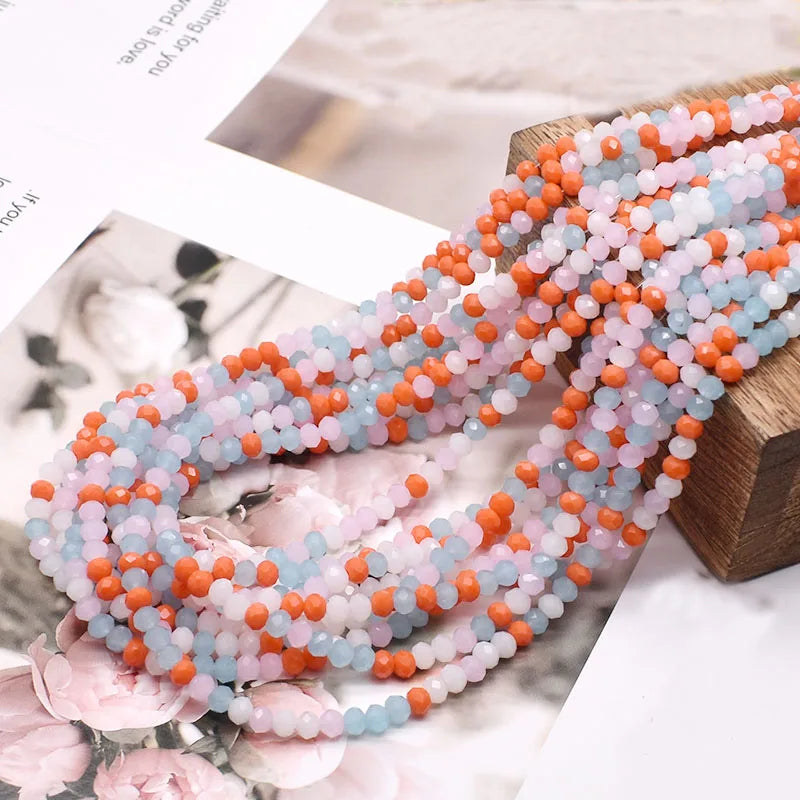 Mixed Color Crystal Glass Beads - 4mm Faceted Rondelle Spacer Beads for DIY Bracelet & Jewelry Making Crafts