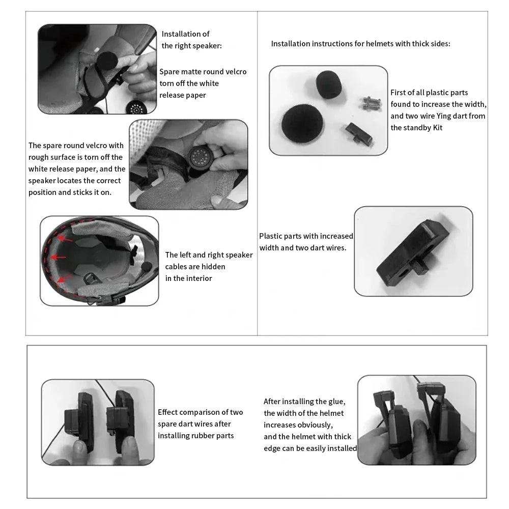 BT12 Motorcycle Helmet Headset - Stereo Bluetooth Earphone, Wireless Hands-Free Mic & Music Player for Motorbike Riders